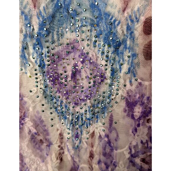 brittany black Studded loose tank top sz PL nylon/span/poly Aztecdesign 2 layer - Picture 2 of 5